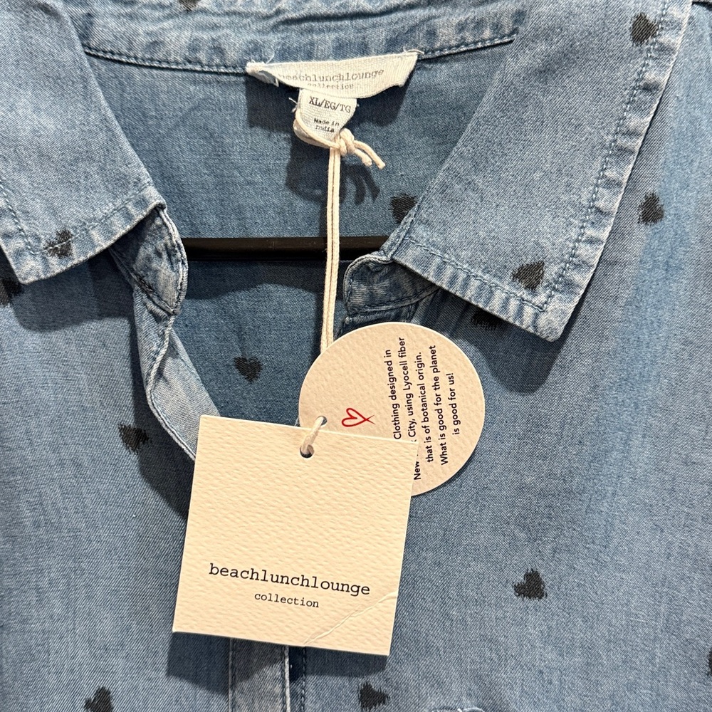 beachlunchlounge Denim Blue Button Down Shirt - Picture 2 of 7